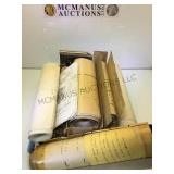 TUB OF VINTAGE ROLLED SHEET MUSIC ROLLS