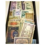 TRAY LOT OF FOREIGN CURRENCY