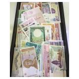 TRAY LOT OF FOREIGN CURRENCY