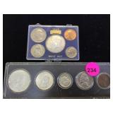 1964 DATE SET & 1965 MINT SET, 50C -1C