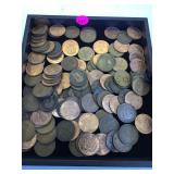 TRAY LOT OF ENGLISH COINS, PENNIES,HALF PENNIES
