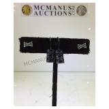 2 PAIRS STERLING EARRINGS, 1-CLEAR GEMSTONES