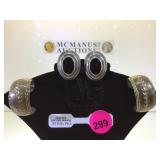 PAIRS OF STERLING EARRINGS, 1-BLACK ONYX CLIP-ONS