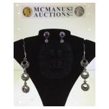 2 PAIRS OF STERLING EARRNGS,1-BLK PEARL