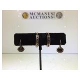 2 PAIRS OFF STERLING EARRNGS, 1-GARNET 1-