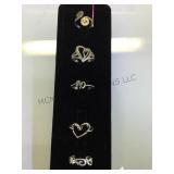5 STERLING RIINGS , HEARTS & MORE