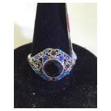 STERLING RING W/1CT FIRE GARNET& FIRE OPAL