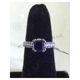 STERLING RING W/2CT SAPPHIRE ,SIZE 6
