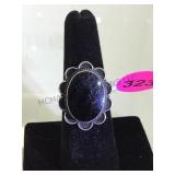 STERLING NAVAJO  RING W/BLK ONYX SIZE 6.5