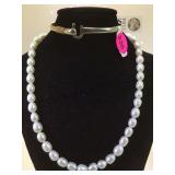 STERLING BRACELET & A STRAND OF PEARLS