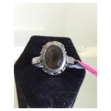 STERLING RING /BROWNISH GEMSTONE, SIZE 7