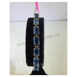 14K GOLD BRACELET W/ BLUE GEMSTONES