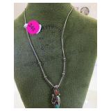 STERLING NATIVE AMERICAN NECKLACE W/TURQUOISE