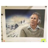 ED HILLARY LITHOGRAPH, PENCIL SIGNED BY HIM