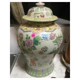 VINTAGE ASIAN  HAND-PAINTED GINGER JAR