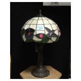 HUMMINGBIRD TIFFANY STYLE STAINED GLASS LAMP