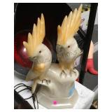 ONYX STATUE OF TWO COCKATOO BIRDS  20" TALL