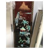 LACQUERED ASIAN PICTURE WITH INLAY  12x36