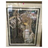 FRAMED WATERCOLOR,, GOLD LEAF, MIXED MEDIA