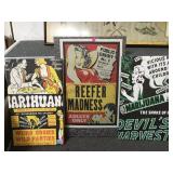 3 PIECE MARIJUANA  PROPAGANDA REPRINTS ON CANVAS