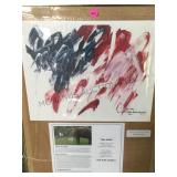 PRINT OF AN ELEPHANT PAINTING OF AMERICAN FLAG