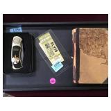 TRAY LOT, ORIGINAL ELVIS TICKET W/COA, KNIFE