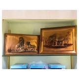 PAIR OF AFRICAN RESIN ANMALS ON COPPER