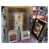 CART OF FRAMED WALL ART, GOLD FOIL MAP