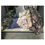 SHELF LOT OF MILITARY  CAMO JACKETS & MORE