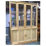 BLONDE WOOD CHINA HUTCH W/ LOWER STORAGE
