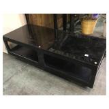 GLASS TOP BLACK LACQUER COFFEE TABLE