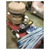 CART LOT OF POOL FILTER/CLEANING EQUIPMENT