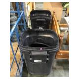PAIR OF TRASH CANS, 1 LID