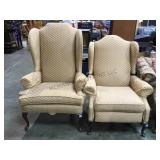 PAIR OF HIS & HERS WING BACK ARM CHAIRS