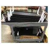 CART LOT OF APPROX 12 METAL SHELVES W/BRACKETS