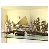 GROUP OF WODEN MODEL SHIPS, SANTA MARIA,  & MORE