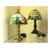 PAIR OF SMALL TIFFANY STYLE TABLE LAMPS
