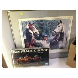 FRAMED "THREE KENTUCKY DERBY WINNERS" PICTURE &