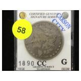1890-CC MORGAN SILVER DOLLAR