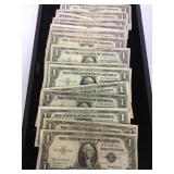 TRAY OF $1 SILVER CERTIFICATES, (16 TOTAL)