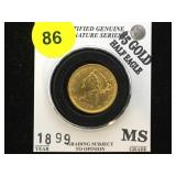 1899 $5 GOLD HALF EAGLE