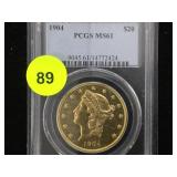 1904  PCGS MS61 $20 GOLD LIBERTY COIN