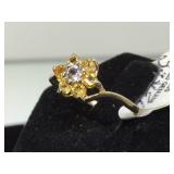 STERLING RING W / CLEAR GEMSTONES, SIZE 7