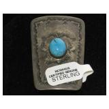 STERLING BOLO TIE SLIDEWITH TURQUOISE , NATIVE