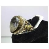 STERLING RING W / CLEAR GEMSTONE, SIZE 9