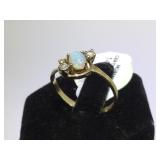 14K GOLD RING W / FIRE OAL, SIZE 7