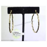 14K GOLD HOOP EARINGS W/ WRAPPED ROPE DESIGN