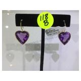 14K HEART EARRINGS WITH AMETHEST