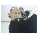 STERLING RING W / PINK MOP FLOWER, SIZE 6.5