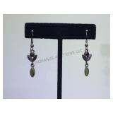 PAIR OF STERLING EARRINGS W/ GREEN/PURPLE GEMSTONS